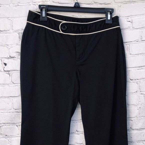 Mexx Black Pants Beige Trim Straight Leg Size 6 - Picture 4 of 9